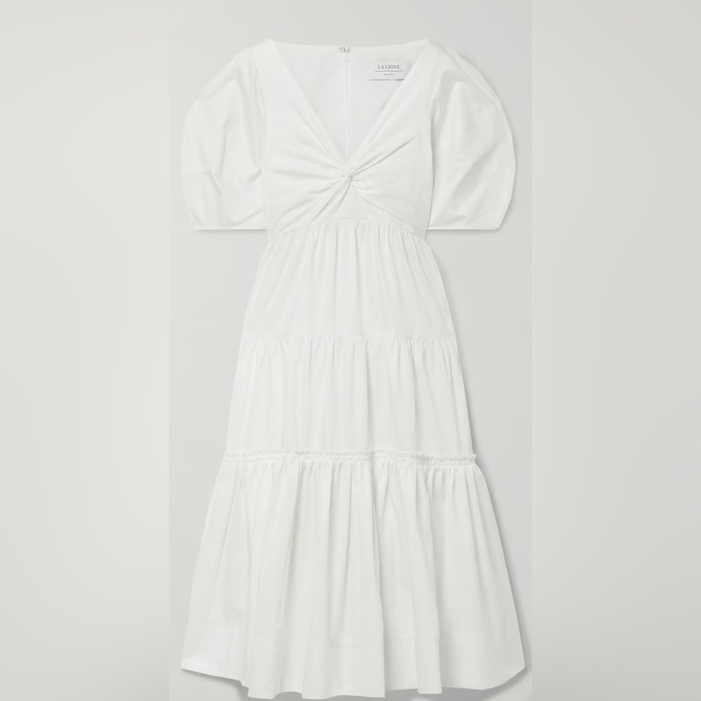 La Ligne Twist-front cotton-poplin midi dress - Size XS